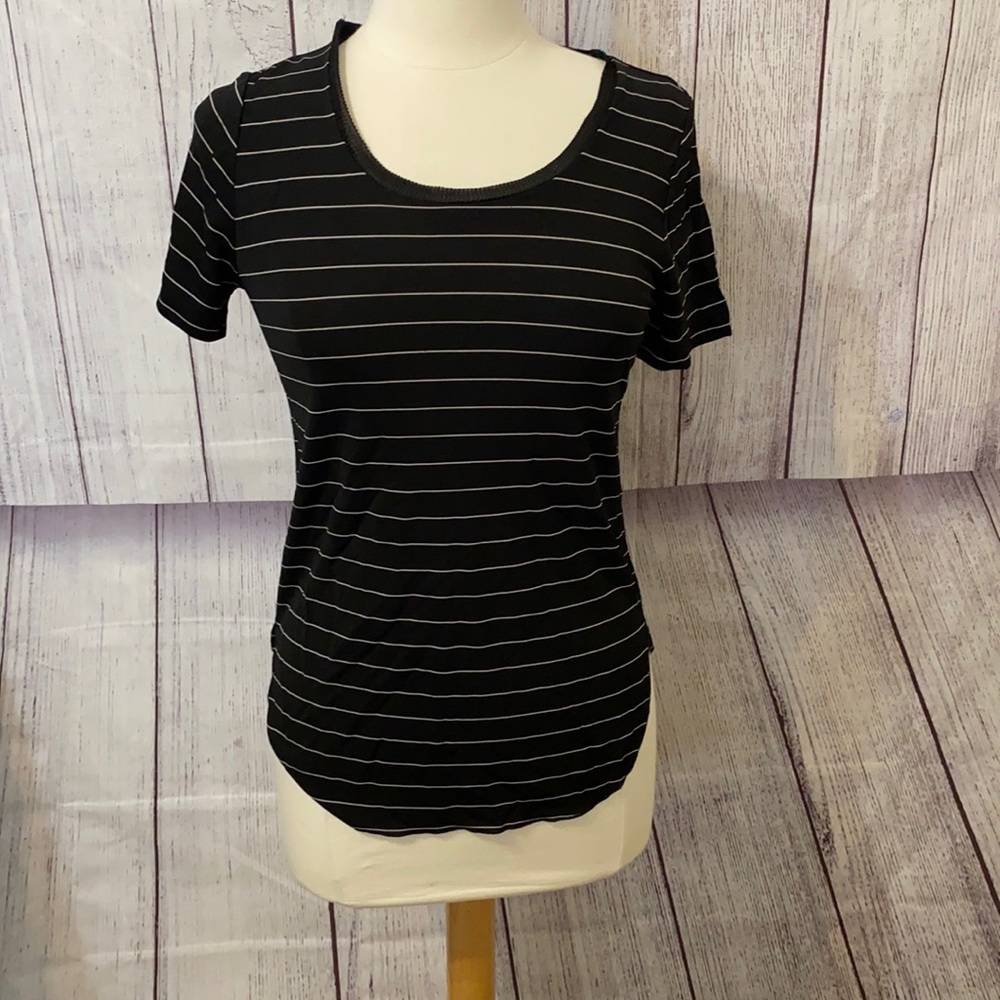 Ann Taylor Petite small black and white striped